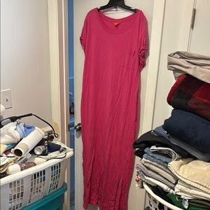 Joe Fresh Magenta Rolled Sleeve Dress